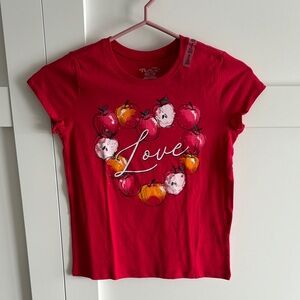 The Children's Place Red Short Sleeve Tee with Apple Graphics & Love Print